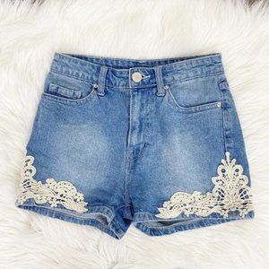Urban Outfitters BDG Erin High Rise Shortie Crochet Jean Shorts